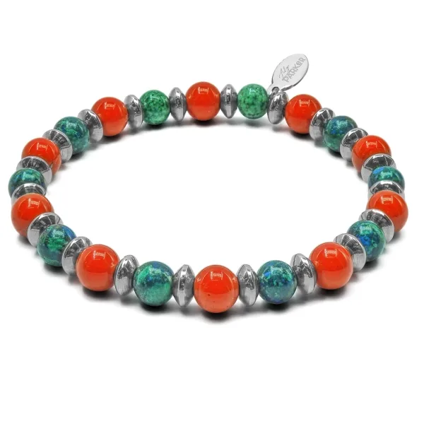 Bracelet lithothérapie "Sixème Sens" - Azurite - Red Jasper - 18-18...