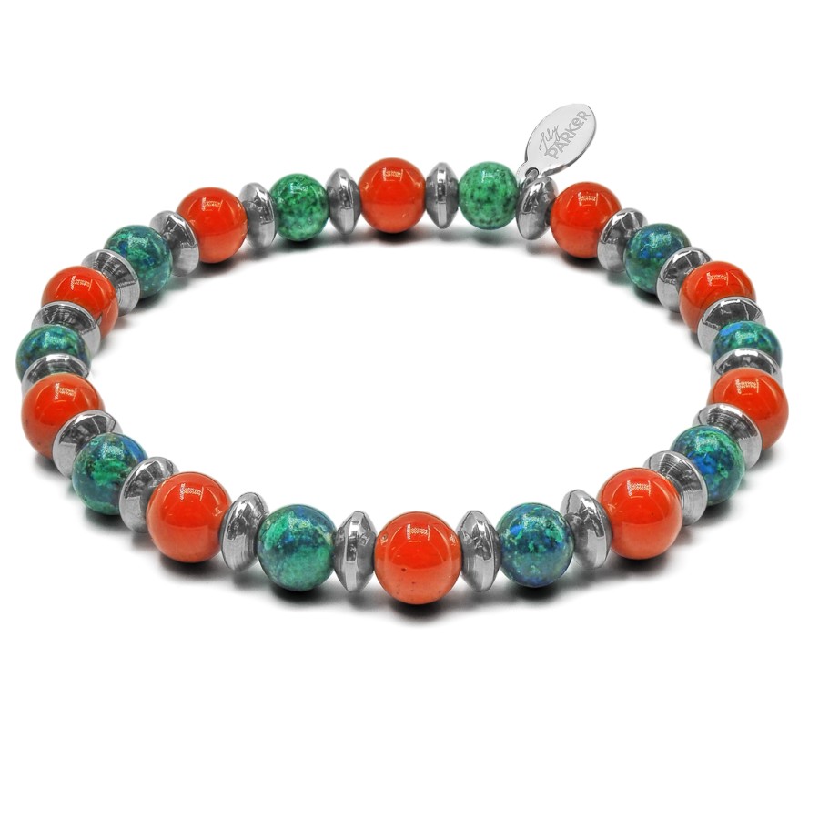 Bracelet lithothérapie "Sixème Sens" - Azurite - Red Jasper - 18-18...