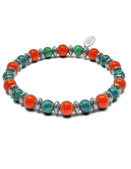 Bracelet lithothérapie "Sixème Sens" - Azurite - Red Jasper - 18-18...
