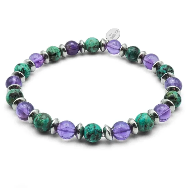 Bracelet lithothérapie "Relax Max" - Améthyste - Turquoise - 18-18,...