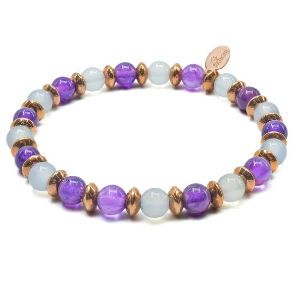 Bracelet lithothérapie "Équilibre Parfait" - Aigue Marine - Améthys...