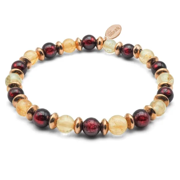 Bracelet lithothérapie "Power Boost" - Citrine - Grenat - 18-18,5cm...