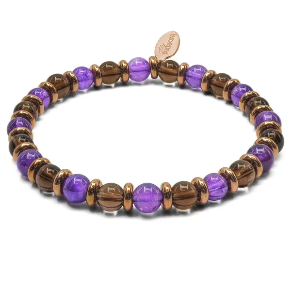 Bracelet lithothérapie "Libéré, Délivré" - Améthyste - Quartz Fumé ...