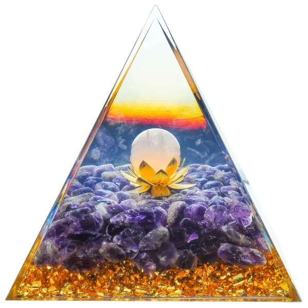 Pyramide Orgonite de protection en résine et pierre naturelle - amé...