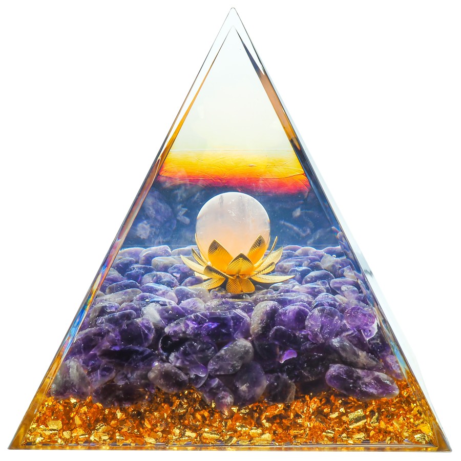 Pyramide Orgonite de protection en résine et pierre naturelle - amé...