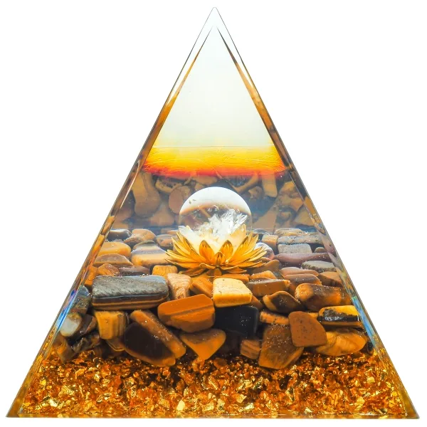 Pyramide Orgonite de protection en résine et pierre naturelle - œil...
