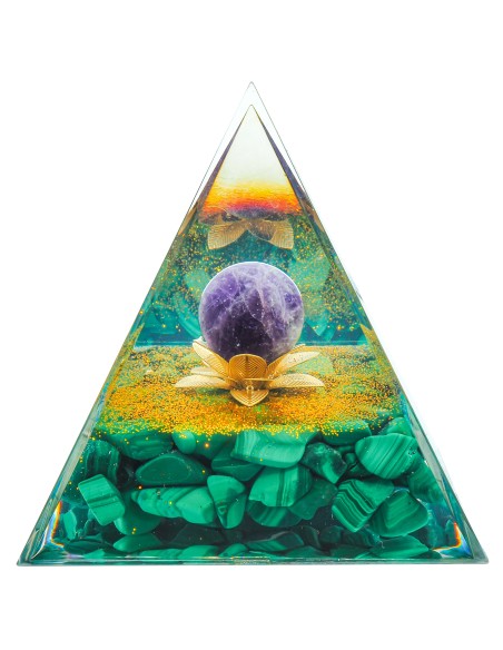 Pyramide Orgonite de protection en résine et pierre naturelle - ame...