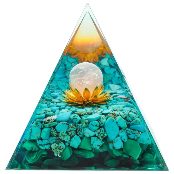Pyramide Orgonite de protection en résine et pierre naturelle - qua...