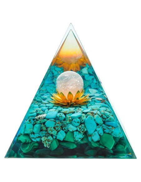 Pyramide Orgonite de protection en résine et pierre naturelle - qua...