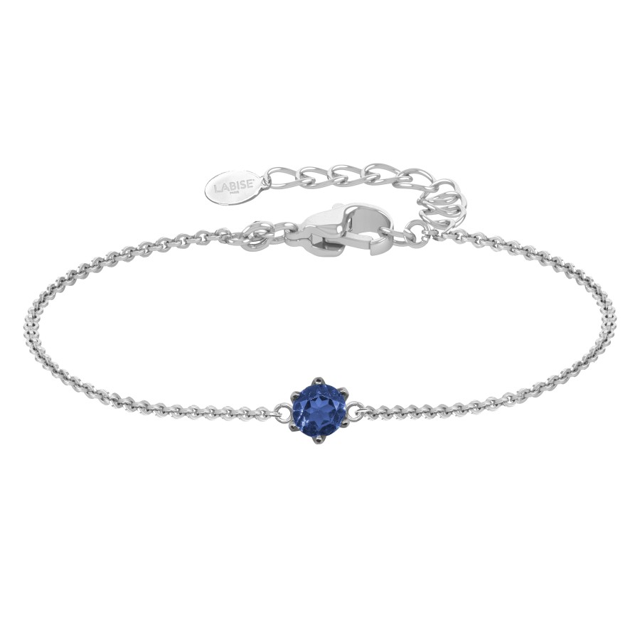 Bracelet argent rhodié 1,5g - Tanzanite AA  diamètre 5mm - 15+5cm