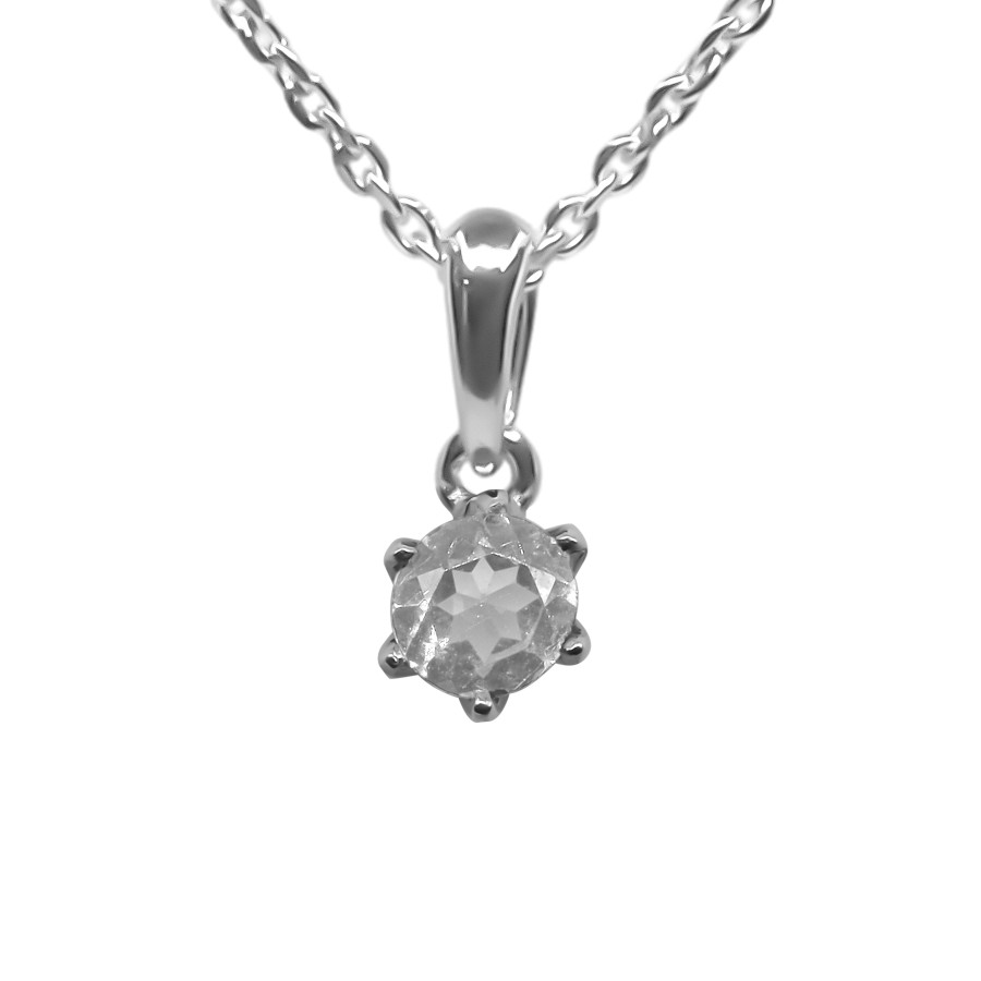 Pendentif argent rhodié 0,7g - Cristal de roche  diamètre 5mm