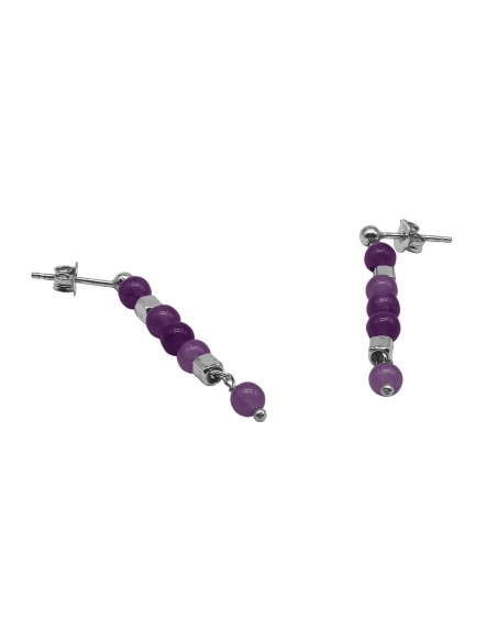 Boucles d'oreille argent rhodié 2,50g - collection zodiac - Poissons -  Améthyste 4 mm - 5cm