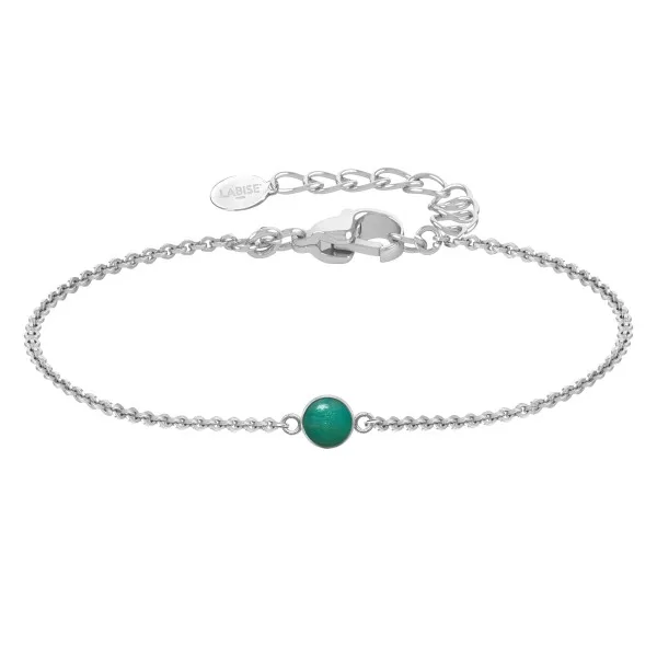 Bracelet argent rhodié - 1,6g -  Amazonite - cabochon - 6mm - 15+5cm