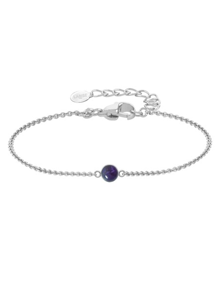 Bracelet argent rhodié - 1,6g -  Améthyste - cabochon - 6mm - 15+5cm