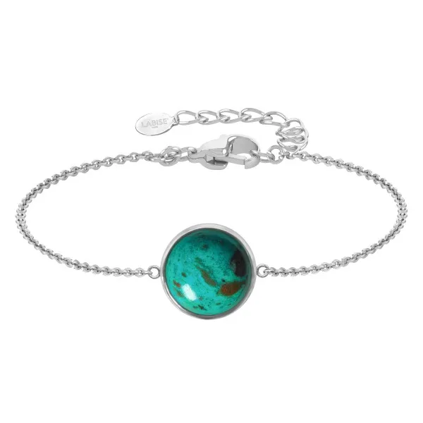 Bracelet argent rhodié - 2,5g -  Crysocholle - cabochon - 12mm