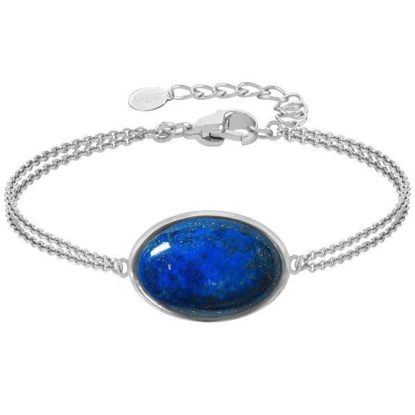Bracelet argent rhodié - 3g -  Lapis Lazuli - cabochon - 12x18mm - 15+5cm