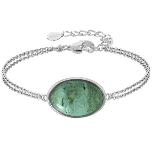 Bracelet argent rhodié - 3g -  Labradorite - cabochon - 12x18mm - 15+5cm
