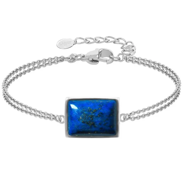 Bracelet argent rhodié - 3,2g -  Lapis Lazuli - cabochon - 12x14mm - 15+5cm