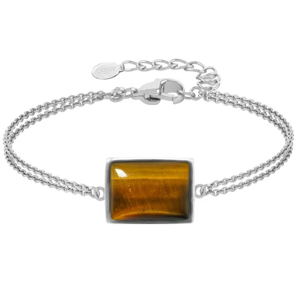 Bracelet argent rhodié - 3,2g -  Œil de tigre - cabochon - 12x14mm - 15+5cm
