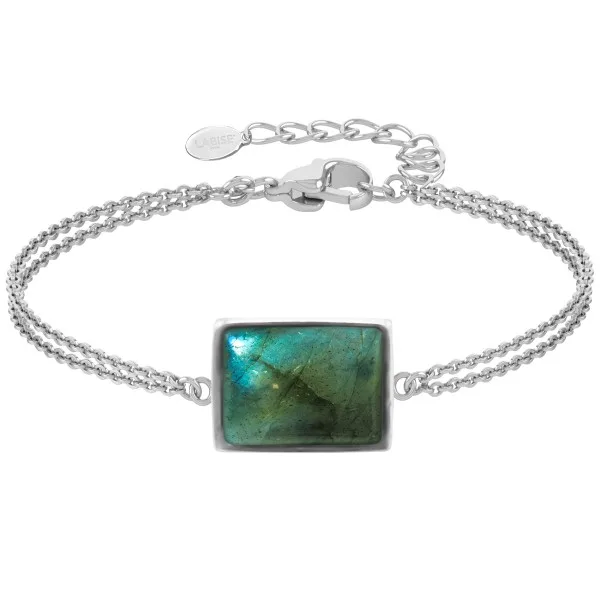 Bracelet argent rhodié - 3,2g -  Labradorite - cabochon - 12x14mm - 15+5cm