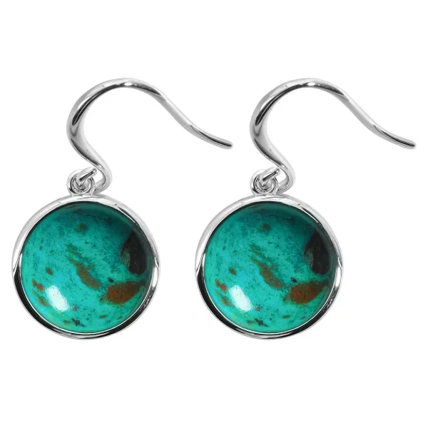 Boucles d'oreilles argent rhodié - 3,2g -  Crysocholle - cabochon