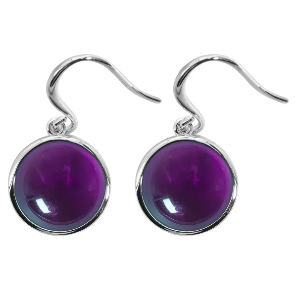 Boucles d'oreilles argent rhodié - 3,2g -  Améthyste - cabochon - 12mm