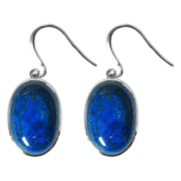 Boucles d'oreilles argent rhodié - 3,5g -  Lapis Lazuli - cabochon - 12x18mm