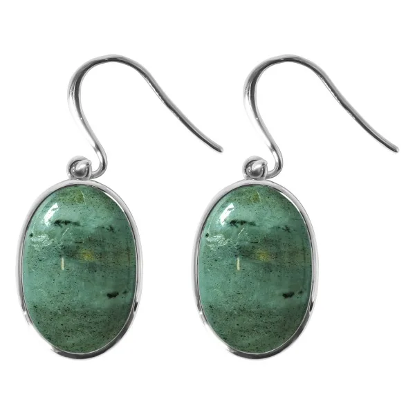 Boucles d'oreilles argent rhodié - 3,5g -  Labradorite - cabochon - 12x18mm