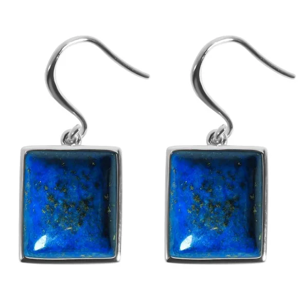 Boucles d'oreilles argent rhodié - 3,8g -  Lapis Lazuli - cabochon - 12x14mm