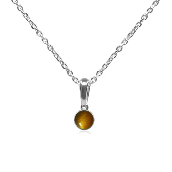 Pendentif argent rhodié - 1g -  Œil de tigre - cabochon - 6mm