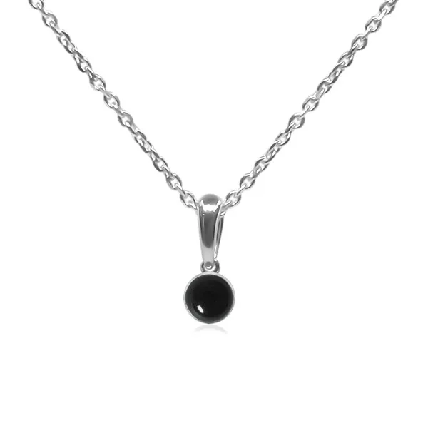Pendentif argent rhodié - 1g -  Onyx - cabochon - 6mm