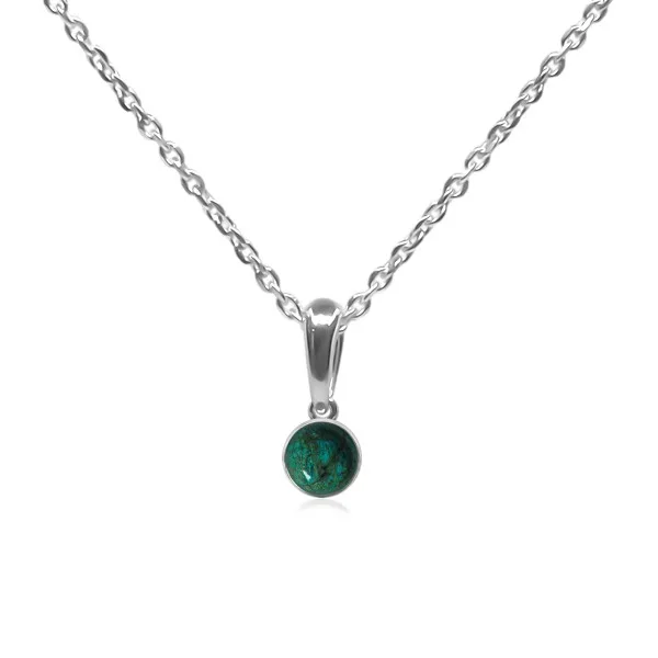 Pendentif argent rhodié - 1g -  Crysocholle - cabochon - 6mm