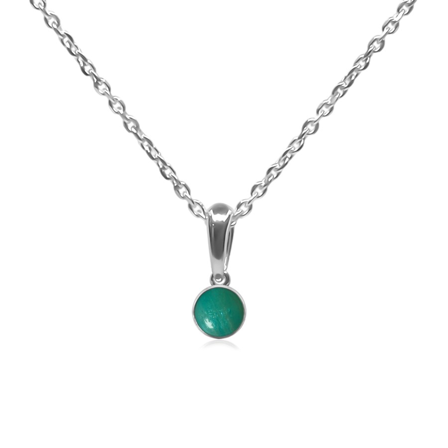 Pendentif argent rhodié - 1g -  Amazonite - cabochon - 6mm