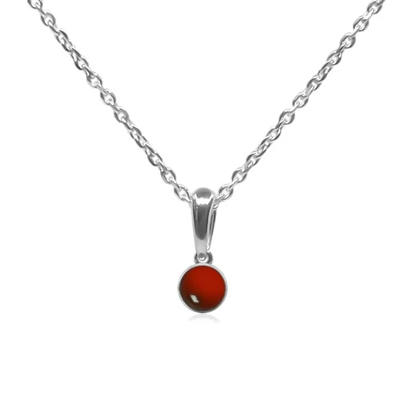 Pendentif argent rhodié - 1g -  Cornaline - cabochon - 6mm