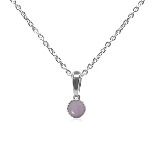 Pendentif argent rhodié - 1g -  Quartz Rose - cabochon - 6mm