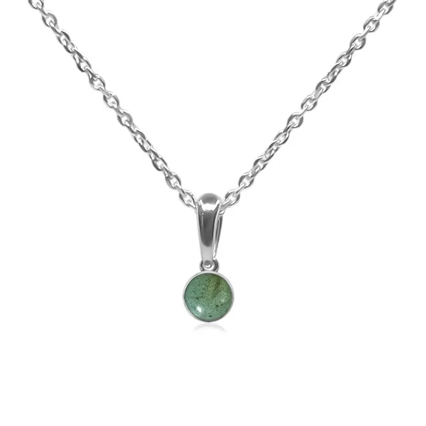 Pendentif argent rhodié - 1g -  Labradorite - cabochon - 6mm