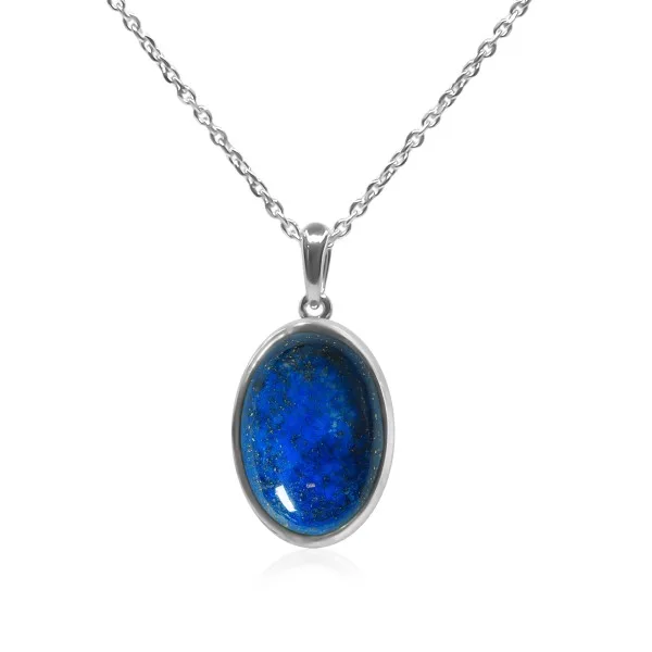 Pendentif argent rhodié - 1,7g -  Lapis Lazuli - cabochon - 12x18mm