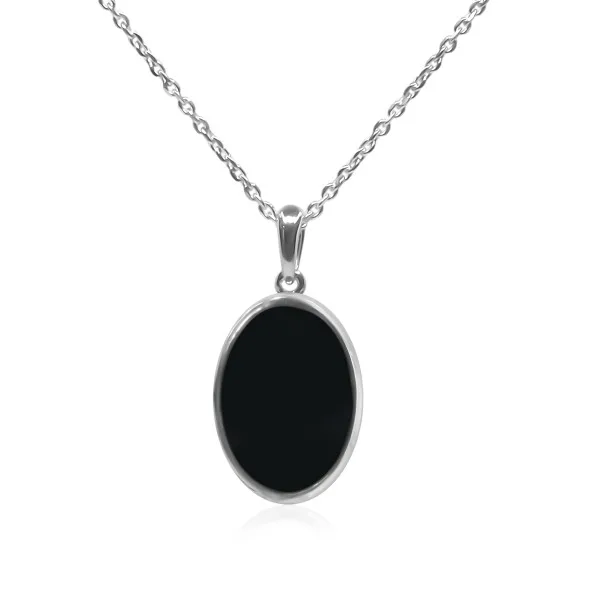 Pendentif argent rhodié - 1,7g -  Onyx - pierre plate - 12x18mm