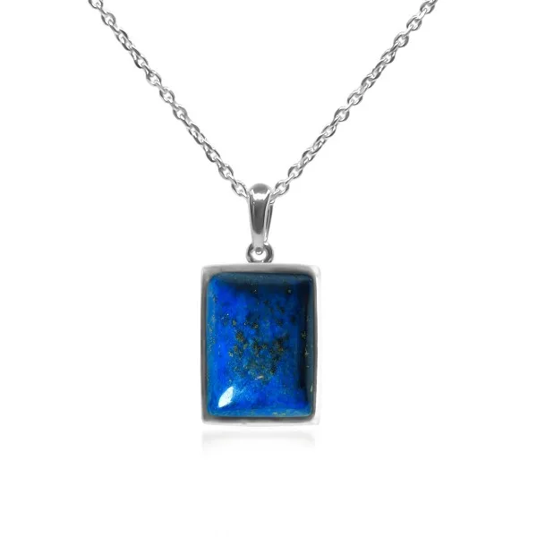 Pendentif argent rhodié - 2g -  Lapis Lazuli - cabochon - 12x14mm