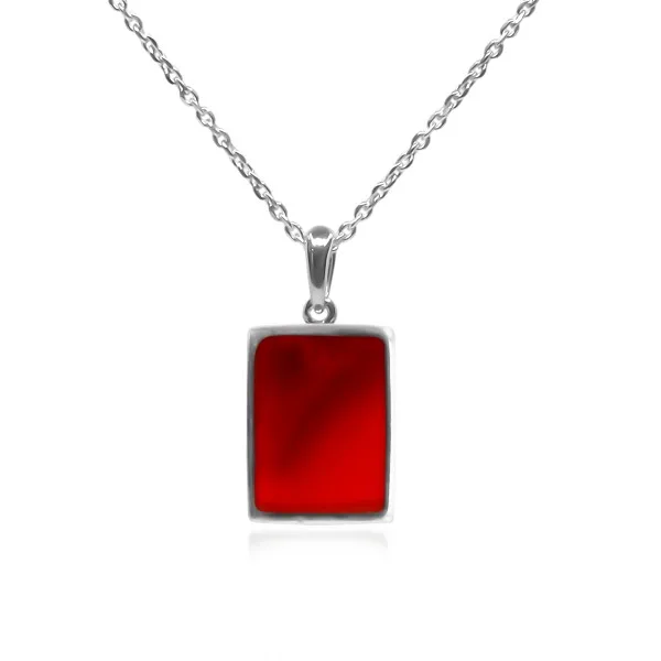 Pendentif argent rhodié - 2g -  Cornaline - pierre plate - 12x14mm