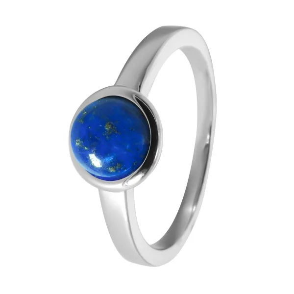 Bague argent rhodié - 2,5g -  Lapis Lazuli - cabochon - 6mm - T50 à 64