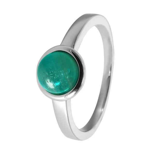 Bague argent rhodié - 2,5g -  Amazonite - cabochon - 6mm - T50 à 64