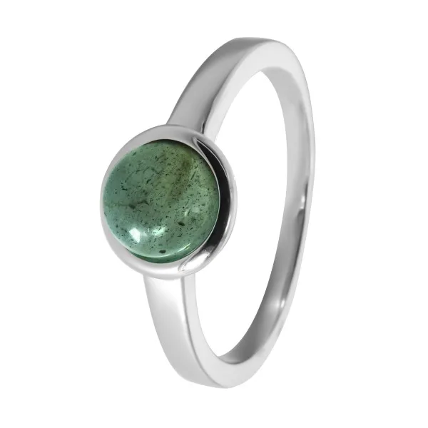Bague argent rhodié - 2,5g -  Labradorite - cabochon - 6mm - T50 à 64