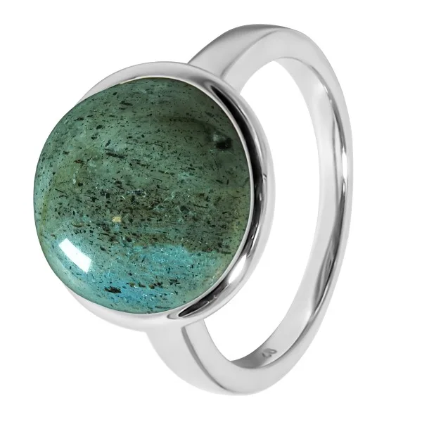 Bague argent rhodié - 3,3g -  Labradorite - cabochon - 12mm - T50 à 64