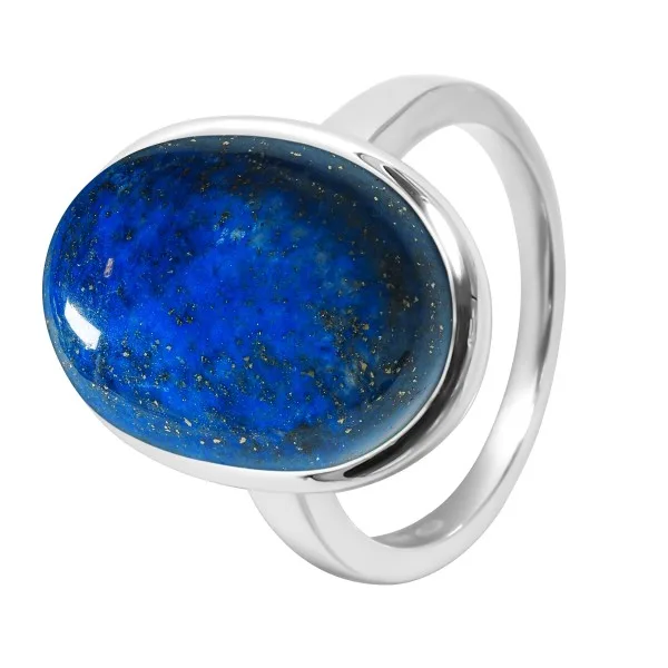 Bague argent rhodié - 4,5g - Lapis Lazuli-cabochon- 12x18mm - T52 à 64