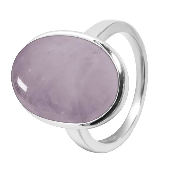 Bague argent rhodié - 4,5g - Quartz Rose-cabochon - 12x18mm - T52 à 64