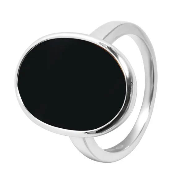Bague argent rhodié - 4,5g -  Onyx - pierre plate - 12x18mm - T52 à 64
