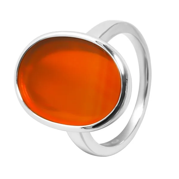 Bague argent rhodié - 4,5g - Cornaline-pierre plate-12x18mm - T52 à 64