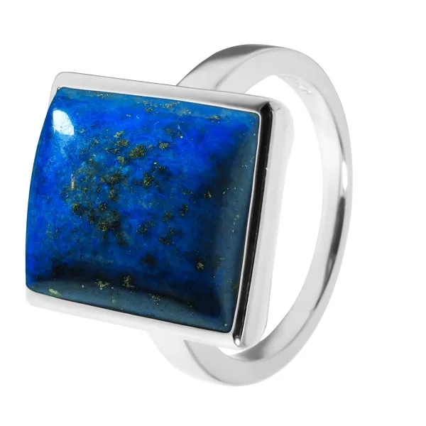 Bague argent rhodié - 4,5g - Lapis Lazuli-cabochon- 12x14mm - T52 à 64