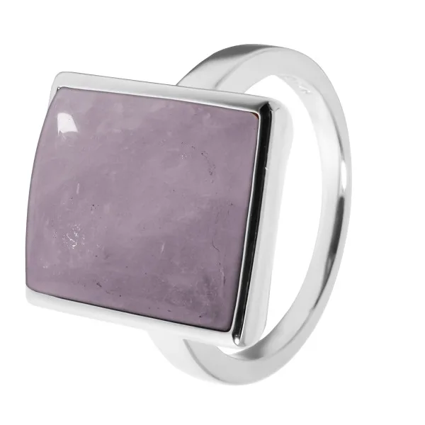 Bague argent rhodié - 4,5g - Quartz Rose-cabochon - 12x14mm - T52 à 64